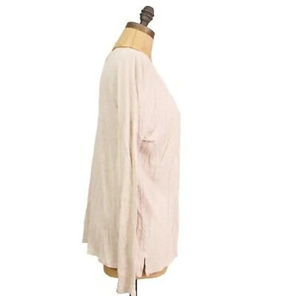 Vince Lightweight Top Size S Long Raglan Sleeve Side Slits Heather Beige EUC A3